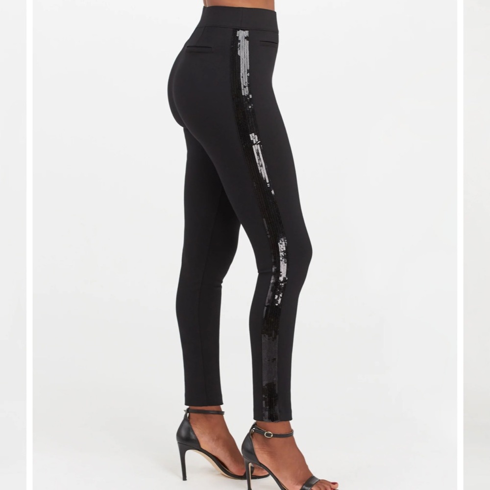 NWT SPANX The Perfect Pant, Ankle Sequin Tuxedo Skinny sz S